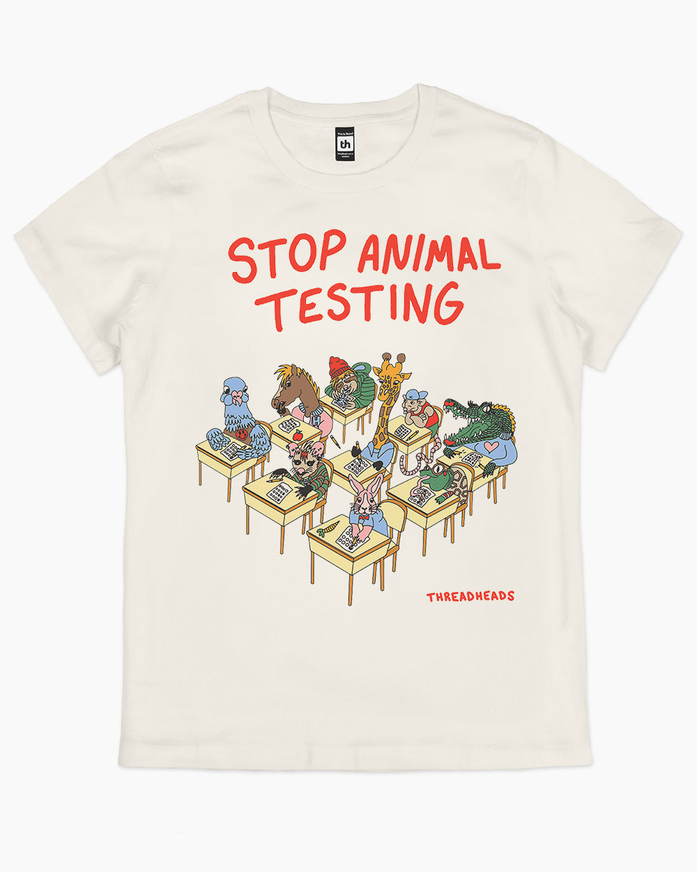 Stop Animal Testing T-Shirt Australia Online #colour_natural