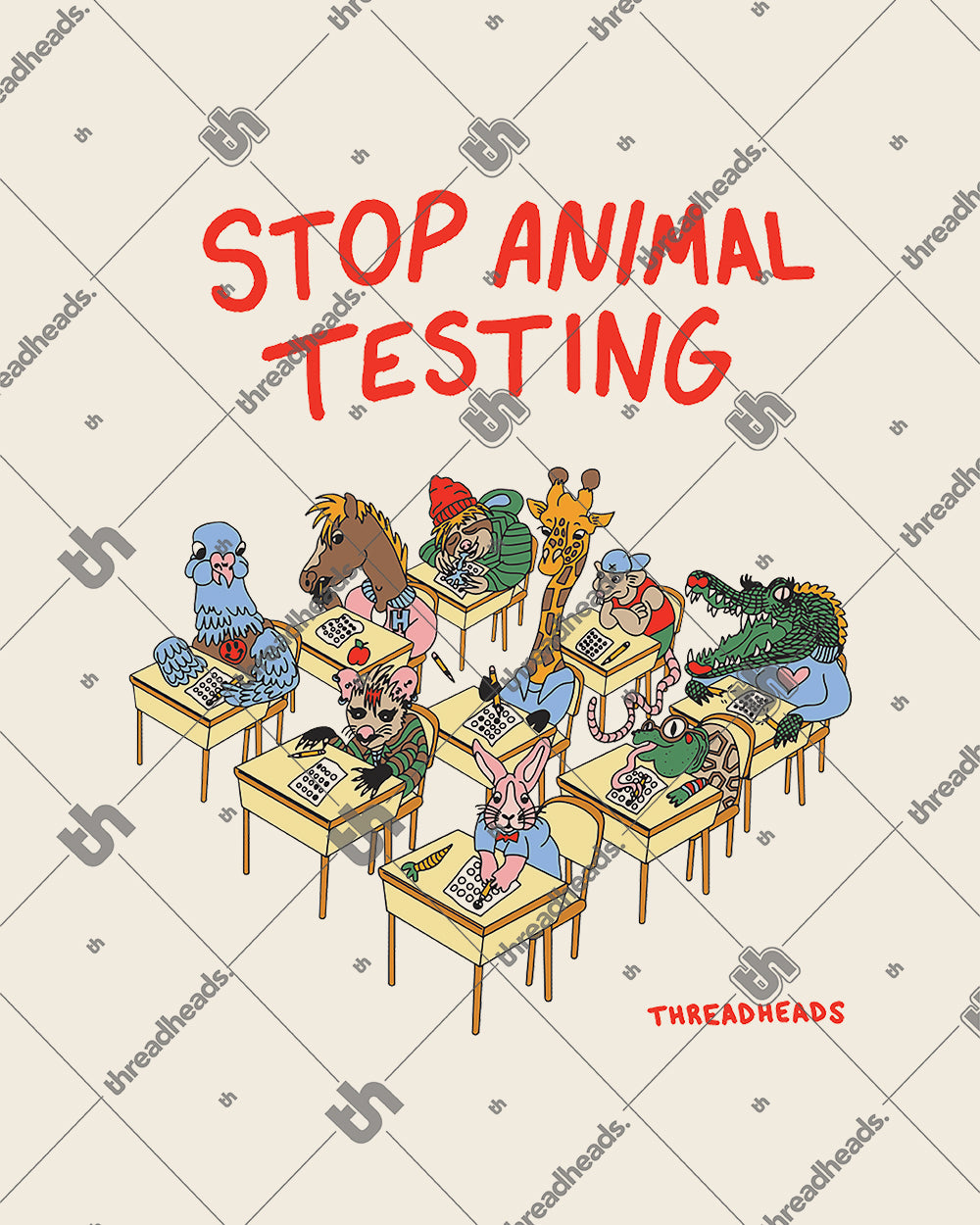 Stop Animal Testing T-Shirt Australia Online #colour_natural
