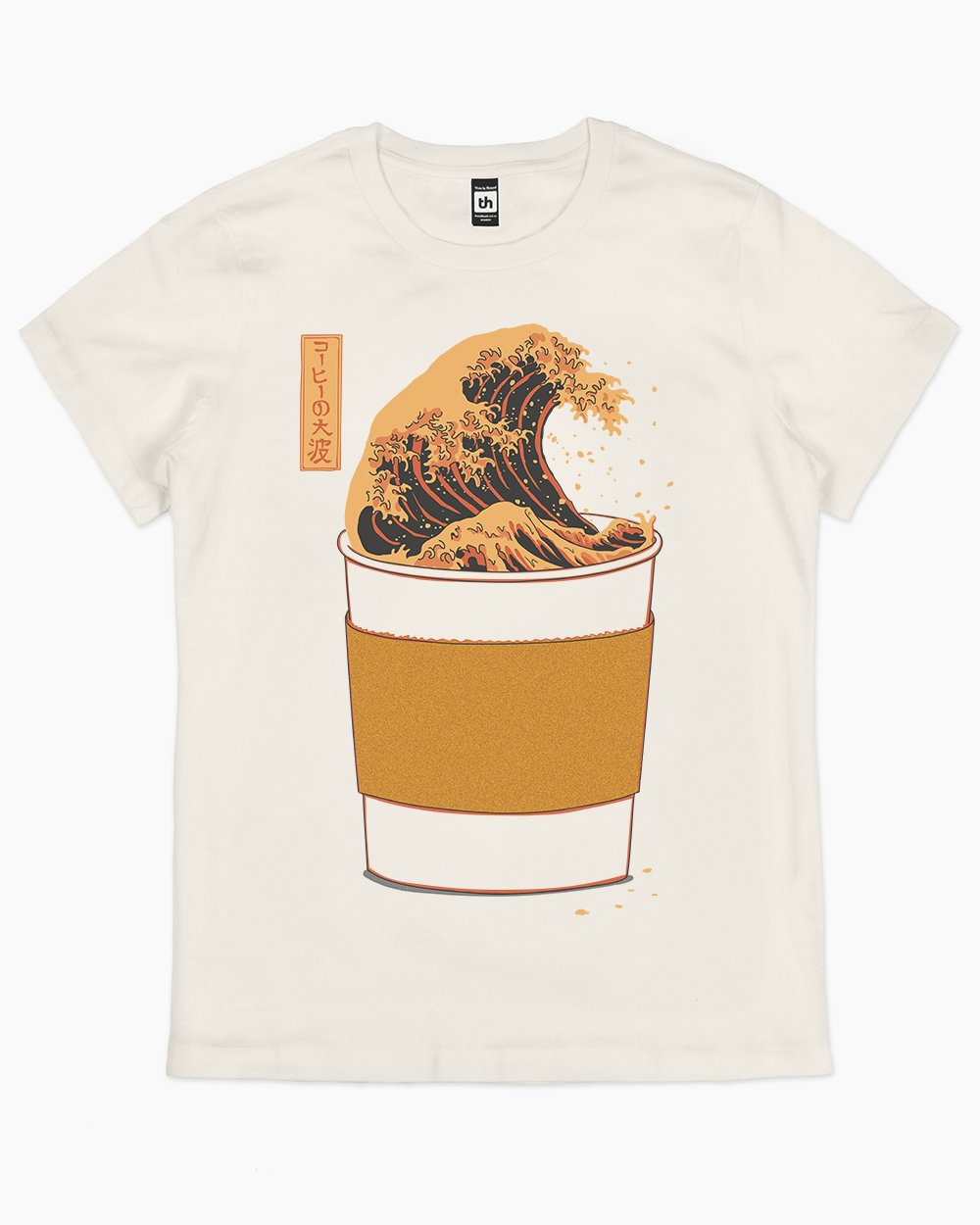 The Great Wave of Caffeine T-Shirt Australia Online #colour_natural