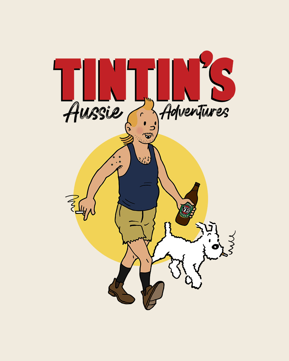 Tintin's Aussie Adventures T-Shirt Australia Online #colour_natural