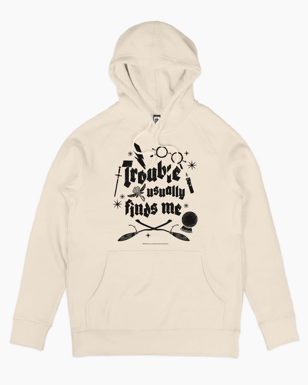Trouble Usually Finds Me Hoodie Australia Online #colour_natural