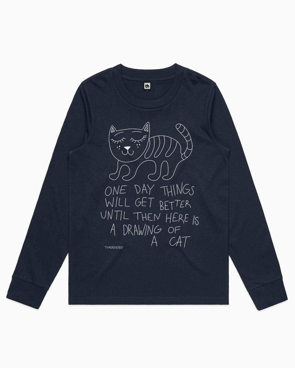 Drawing Of A Cat Long Sleeve Australia Online #colour_navy