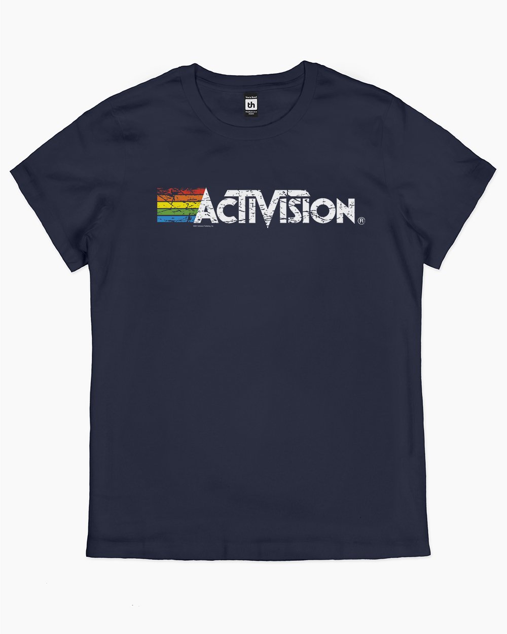 Activision Logo Distressed T-Shirt Australia Online #colour_navy