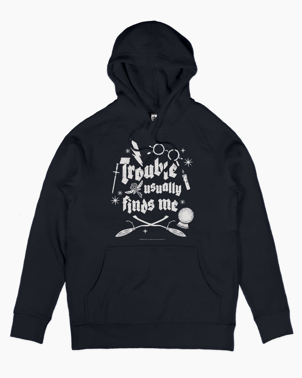 Trouble Usually Finds Me Hoodie Australia Online #colour_navy