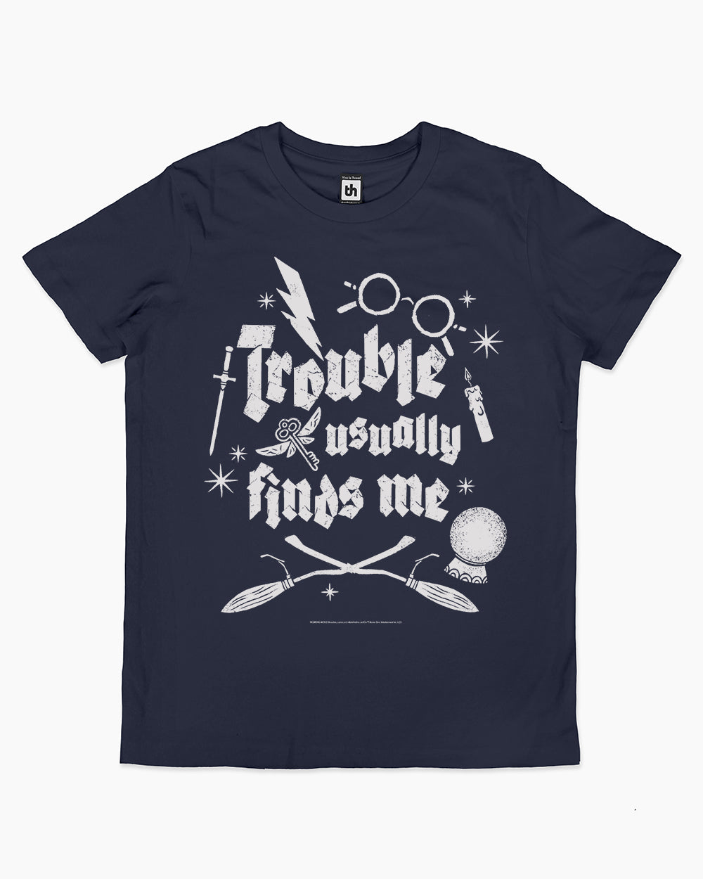 Trouble Usually Finds Me Kids T-Shirt Australia Online #colour_navy