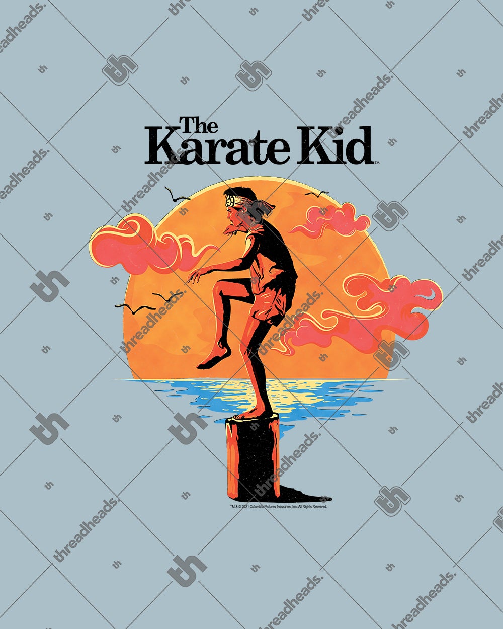 Karate Kid Crane Kick Sunset Kids T-Shirt Australia Online #colour_pale blue