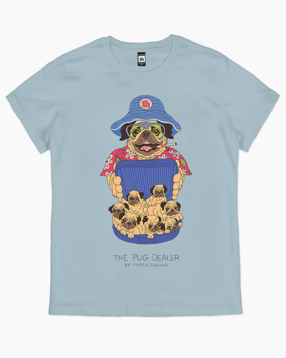 Pug Dealer T-Shirt Australia Online #colour_pale blue