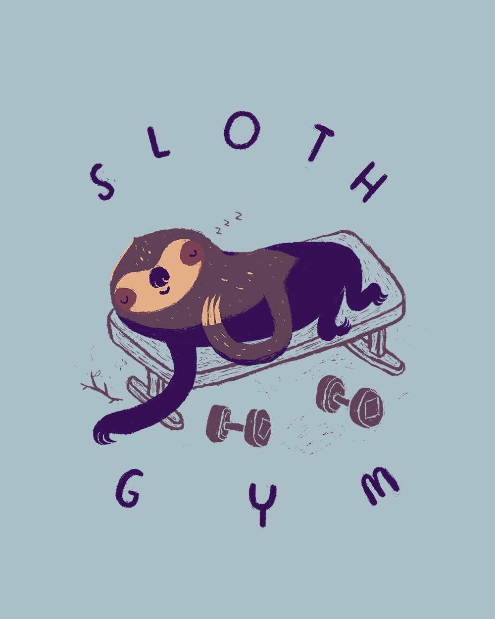 Sloth Gym Kids T-Shirt Australia Online #colour_pale blue