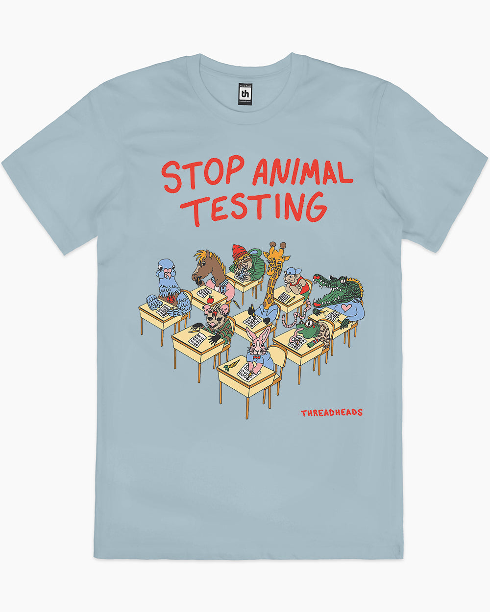Stop Animal Testing T-Shirt Australia Online #colour_pale blue