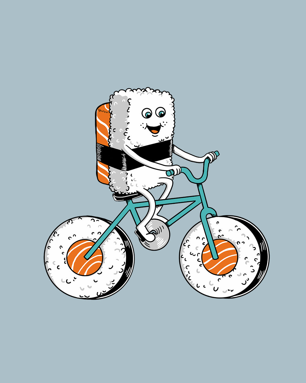 Sushi Bicycle T-Shirt Australia Online #colour_pale blue
