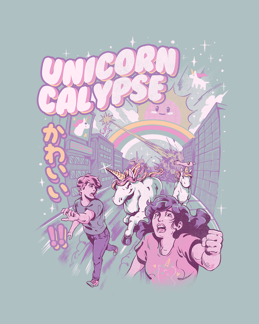 Unicorncalypse T-Shirt Australia Online #colour_pale blue