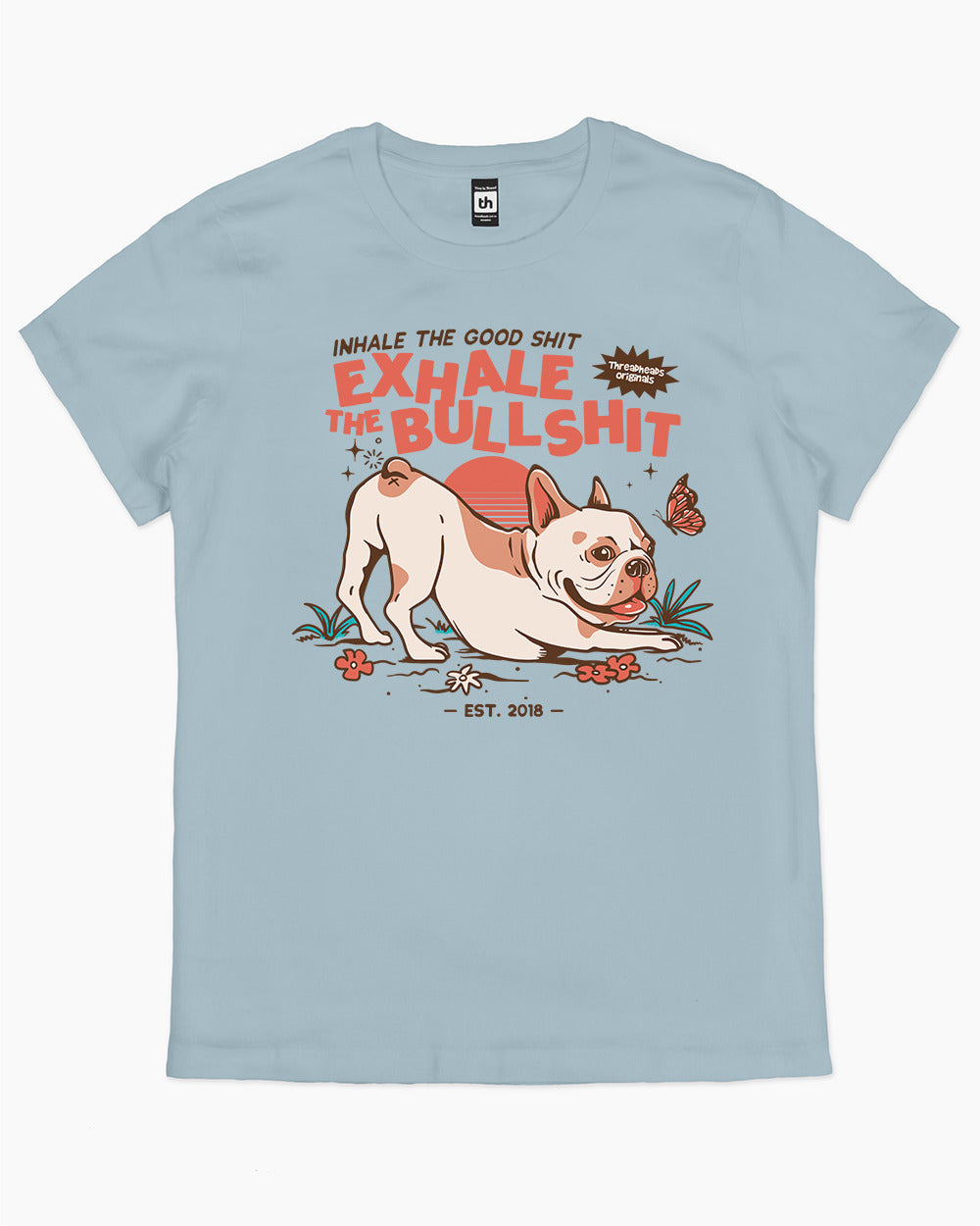 Exhale The Bullshit T-Shirt Australia Online #colour_pale blue