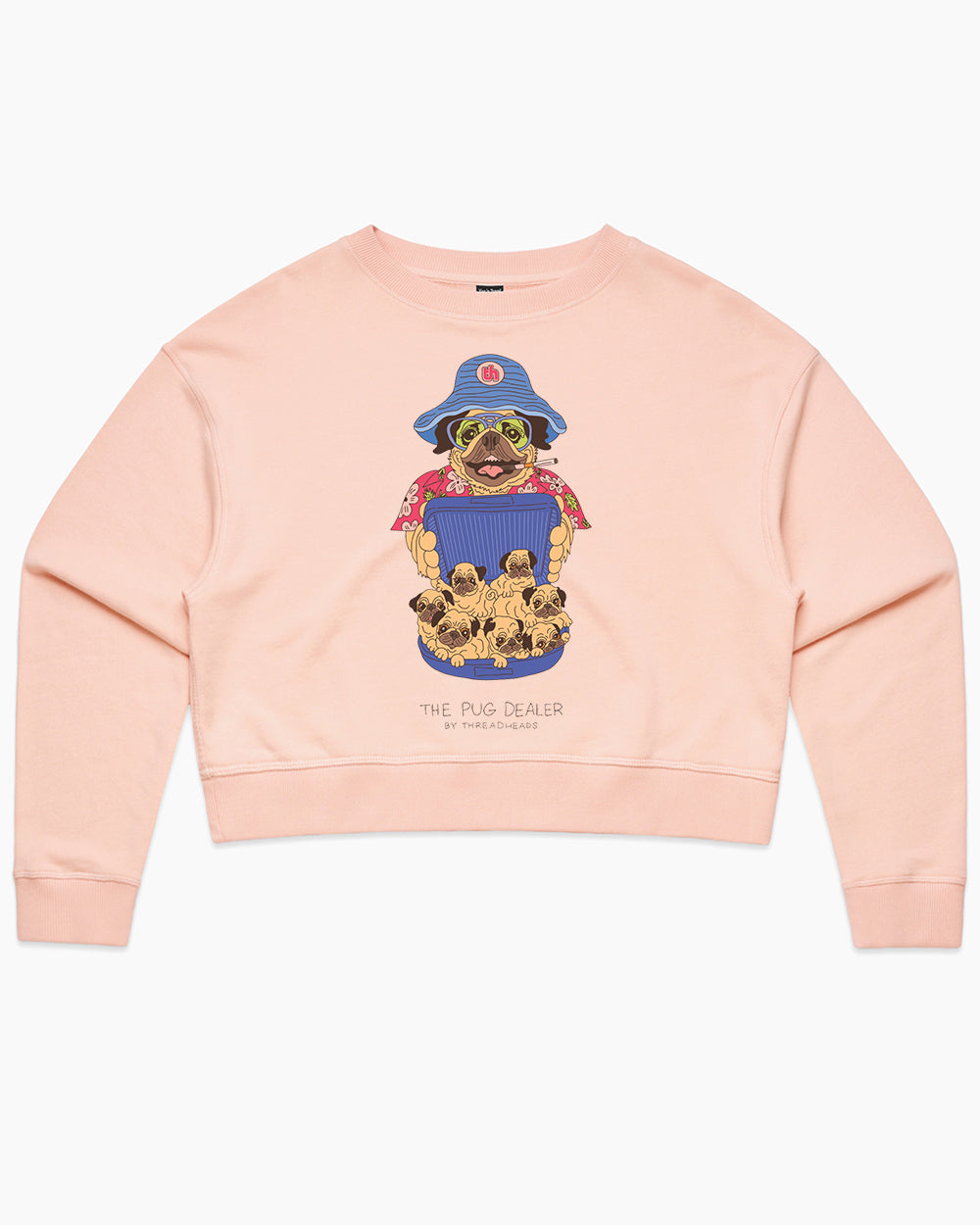 Pug Dealer Crop Sweater Australia Online #colour_pink