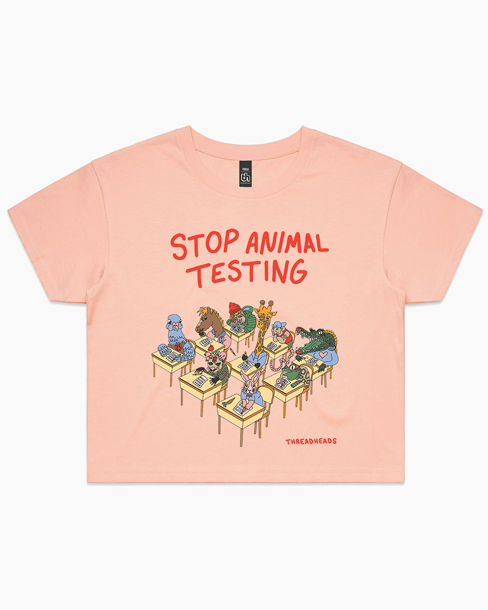 Stop Animal Testing Crop Tee Australia Online #colour_pink