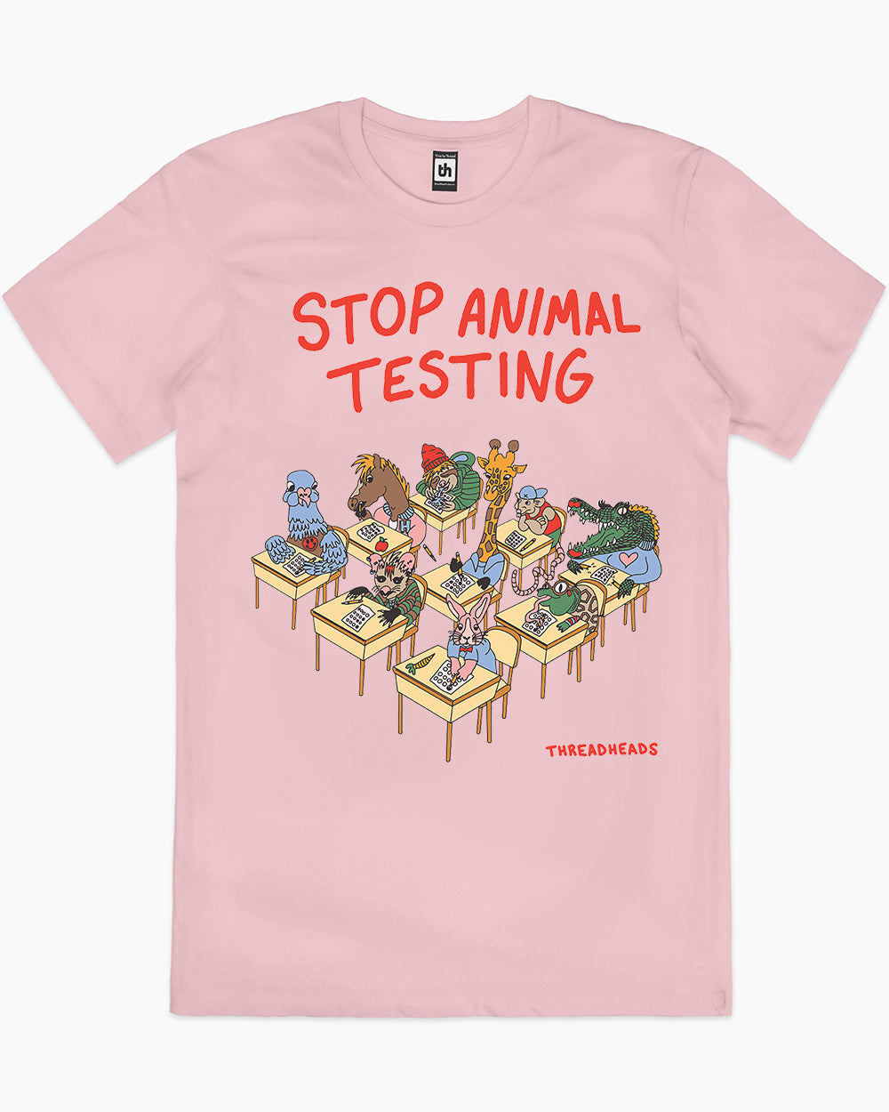 Stop Animal Testing T-Shirt Australia Online #colour_pink