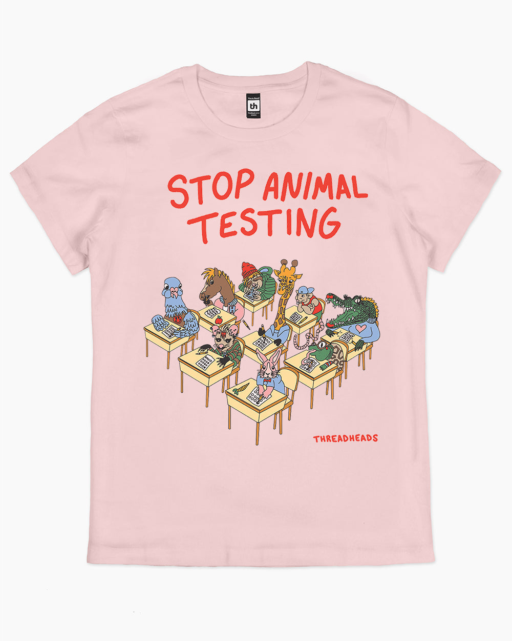 Stop Animal Testing T-Shirt Australia Online #colour_pink