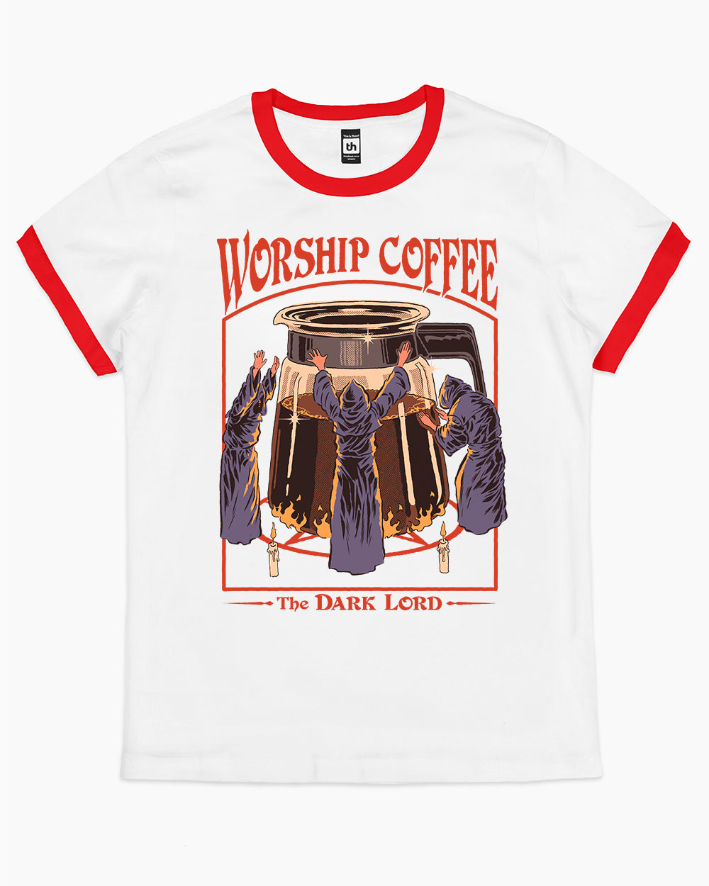 Worship Coffee T-Shirt Australia Online #colour_red ringer