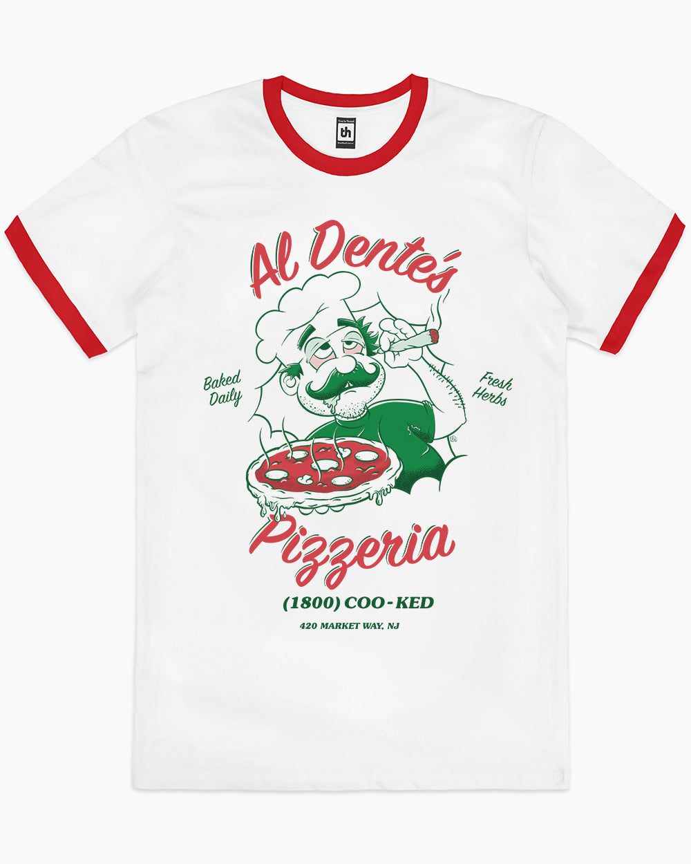 Al Dente's Pizzeria T-Shirt Australia Online #colour_red ringer