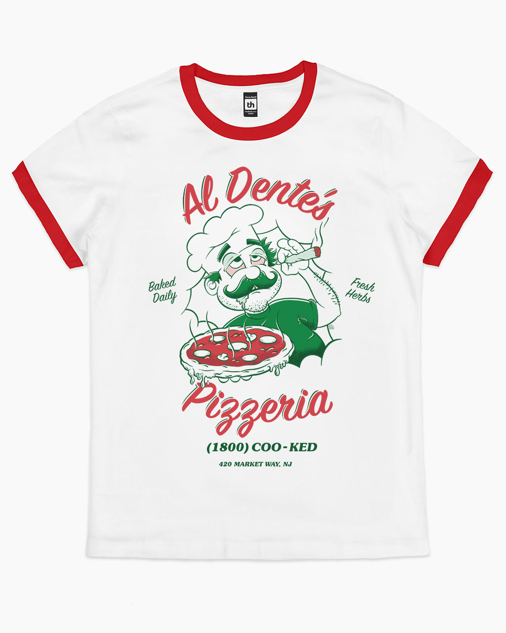 Al Dente's Pizzeria T-Shirt Australia Online #colour_red ringer