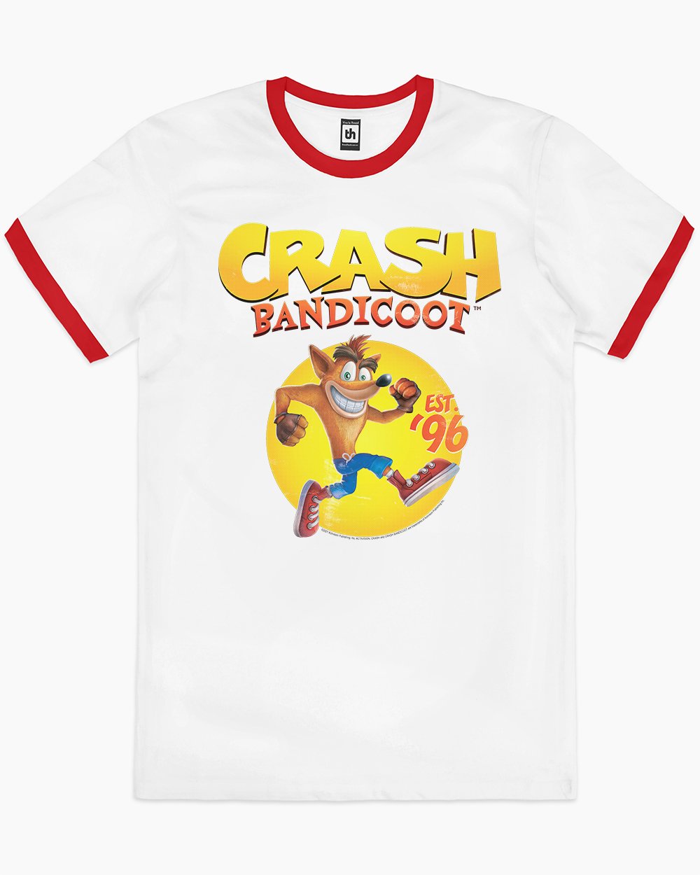 Crash Bandicoot Est 96 T-Shirt Australia Online #colour_red ringer