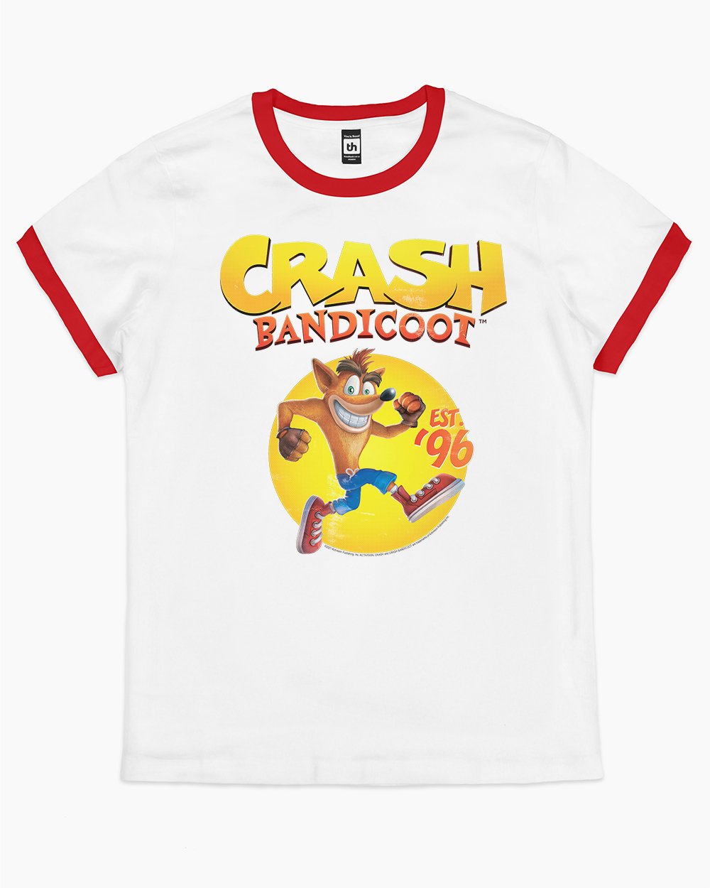 Crash Bandicoot Est 96 T-Shirt Australia Online #colour_red ringer