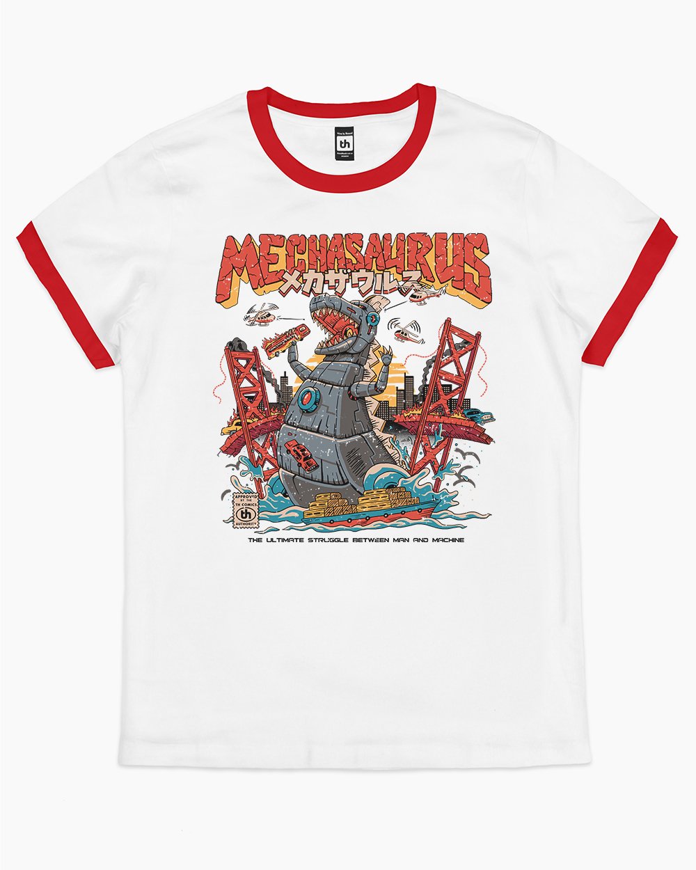 Mechasaurus T-Shirt Australia Online #colour_red ringer