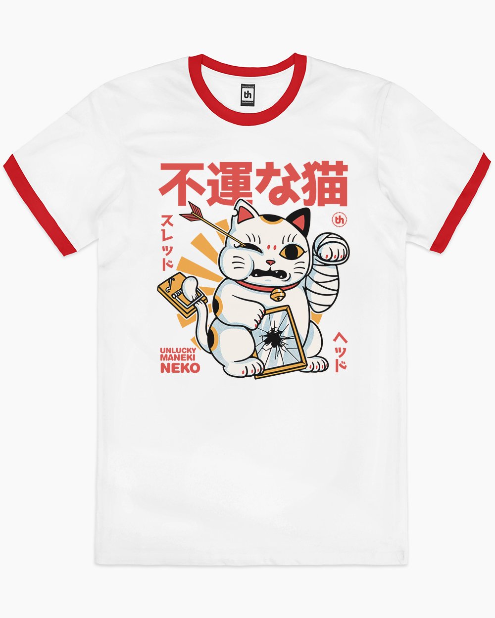 Unlucky Maneki T-Shirt Australia Online #colour_red ringer