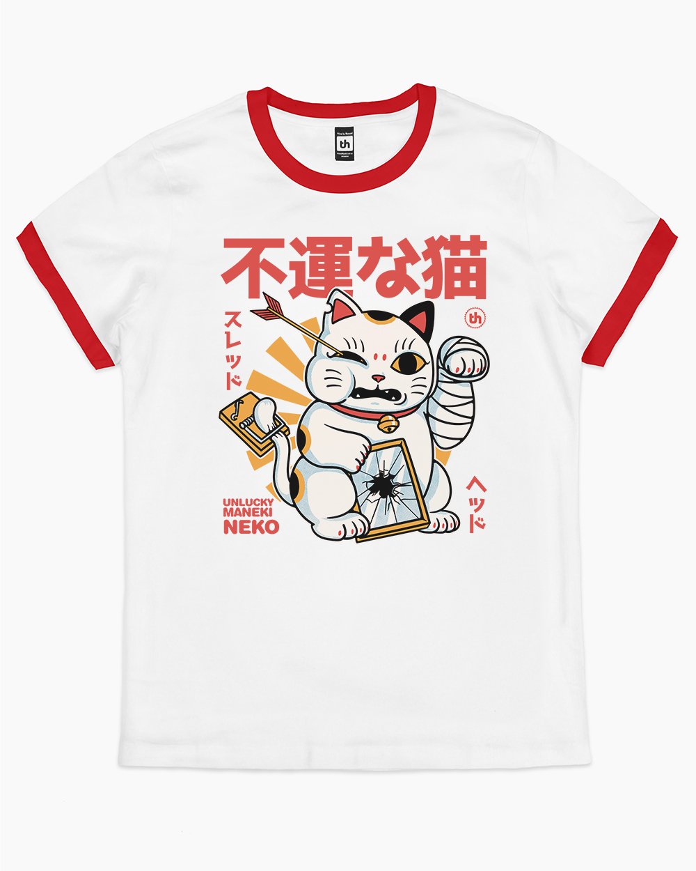 Unlucky Maneki T-Shirt Australia Online #colour_red ringer