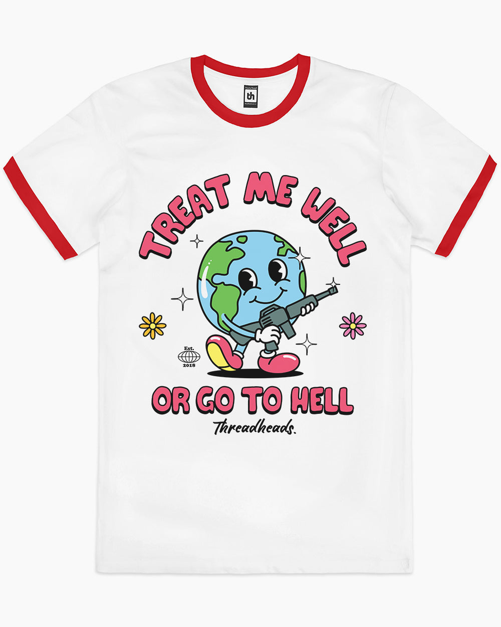 Treat Me Well Or Go To Hell T-Shirt Australia Online #colour_red ringer