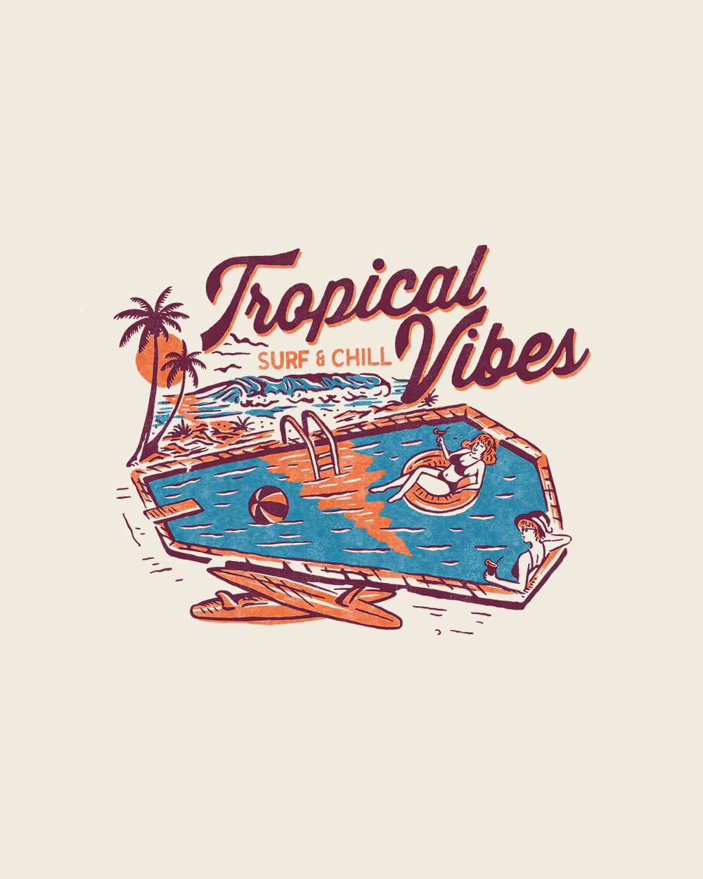 Tropical Vibes T-Shirt Australia Online #colour_natural