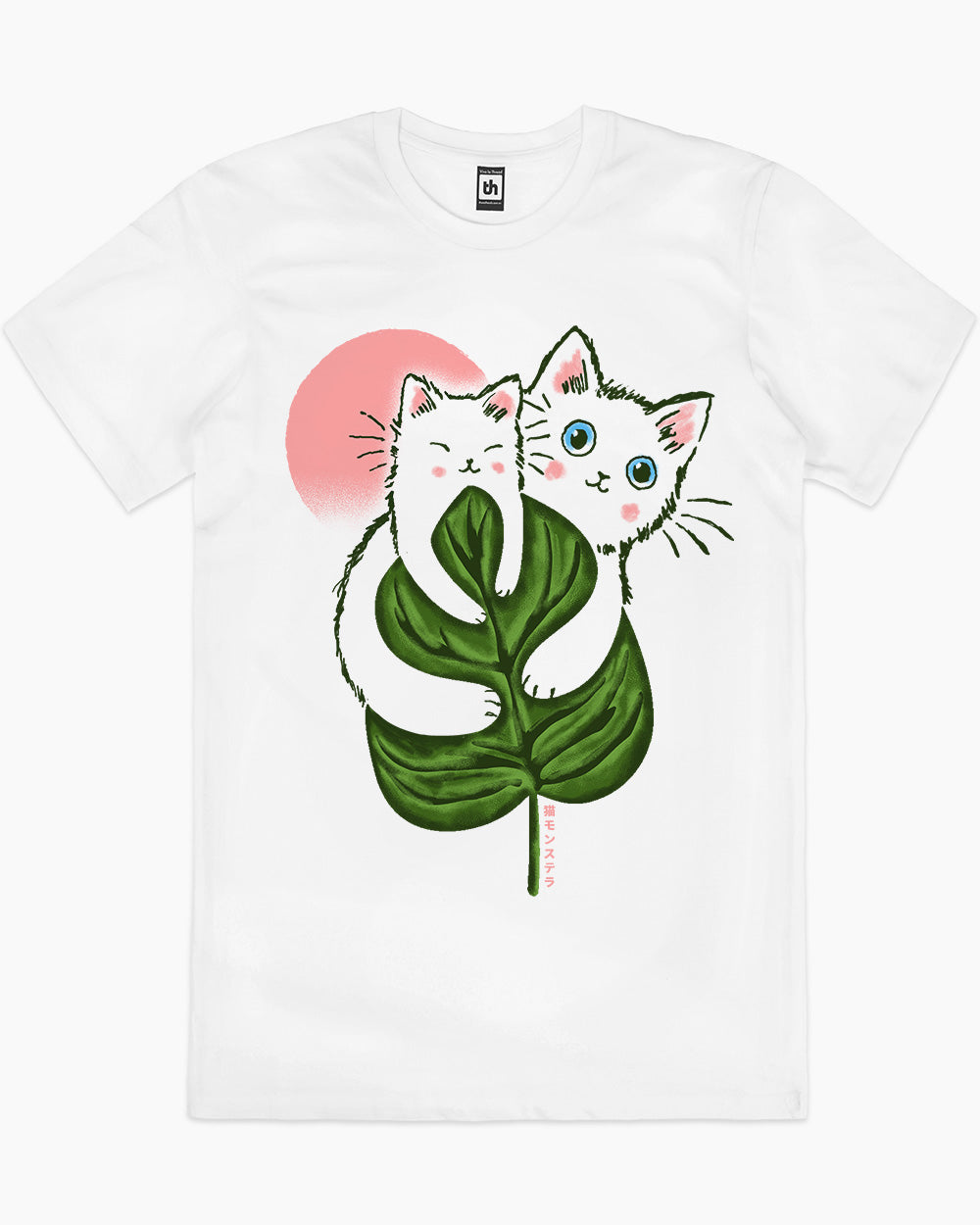 Cat Monstera T-Shirt Australia Online #colour_white