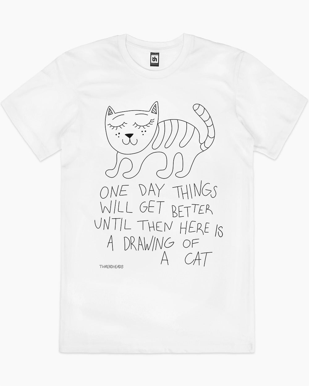 Drawing Of A Cat T-Shirt Australia Online #colour_white