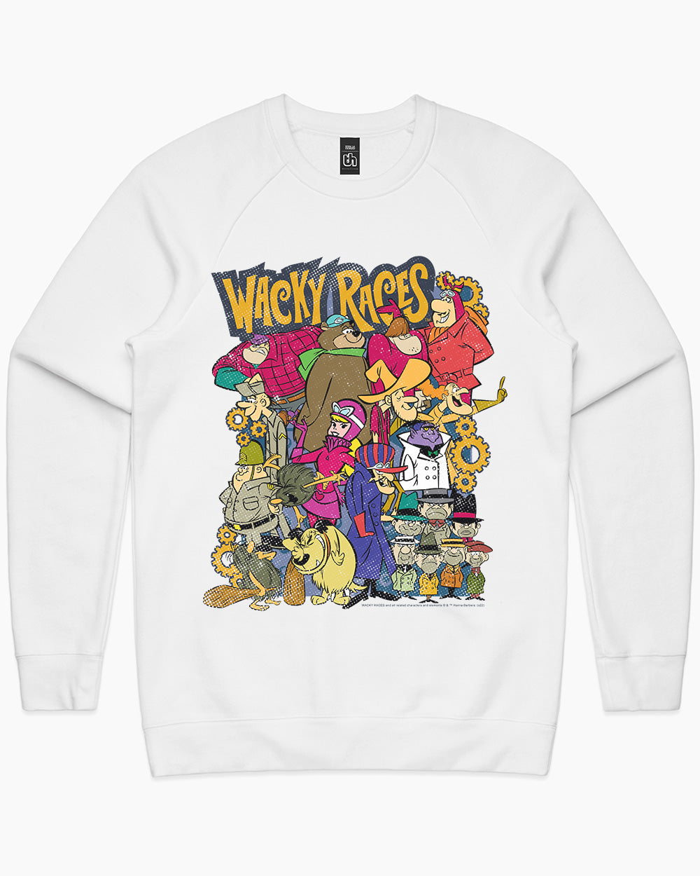 Wacky Races Collage Sweater Australia Online #colour_white