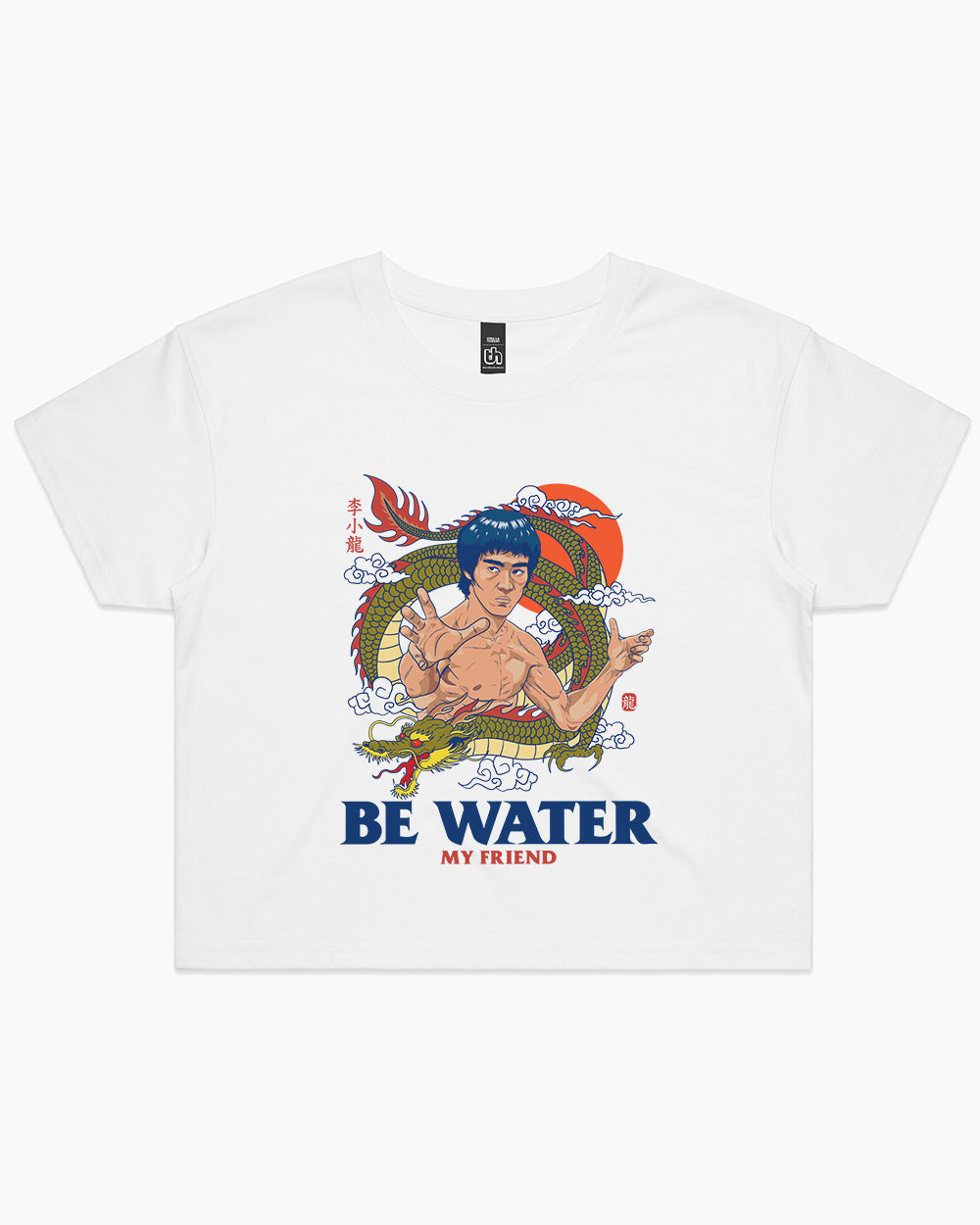Bruce Lee Be Water Crop Tee Australia Online #colour_white