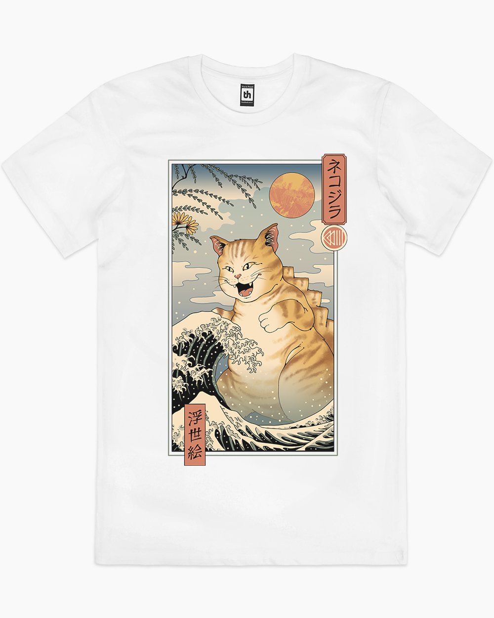 Catzilla Ukiyo-e T-Shirt Australia Online #colour_white