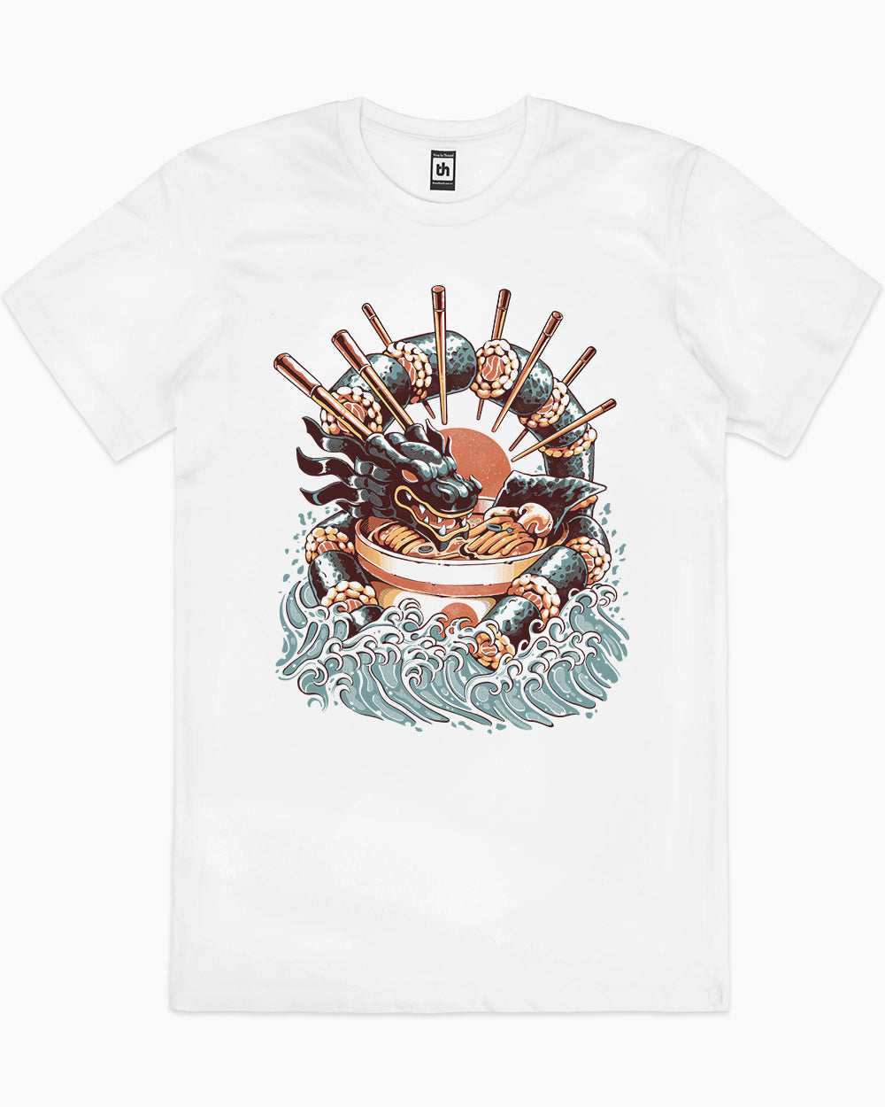 Dragon Sushi Ramen T-Shirt Australia Online #colour_white