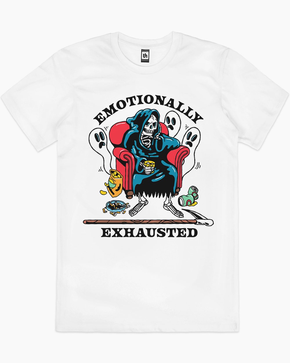 Emotionally Exhausted T-Shirt Australia Online #colour_white