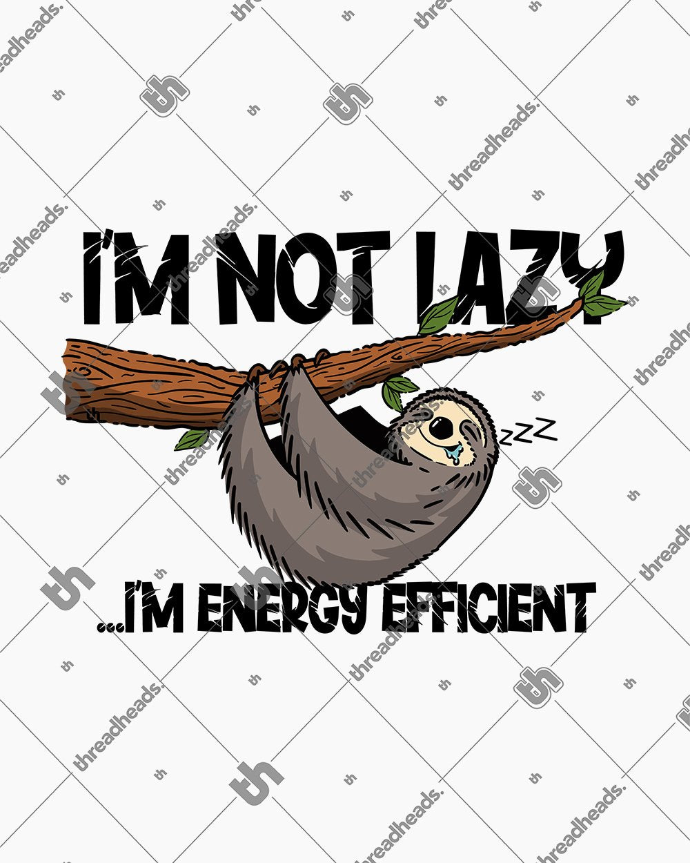 Energy Efficient Sloth T-Shirt Australia Online #colour_white