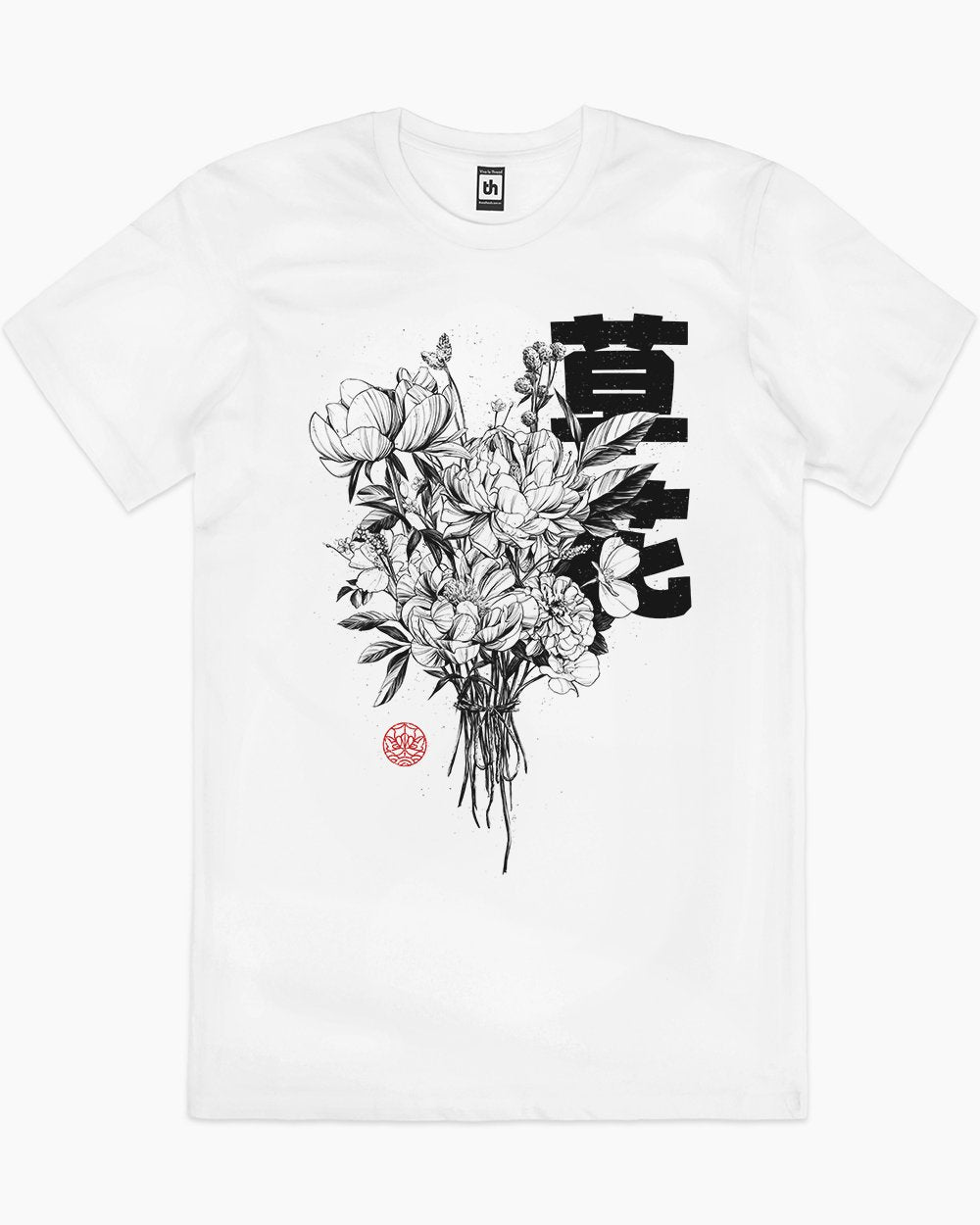 White flower t on sale shirt