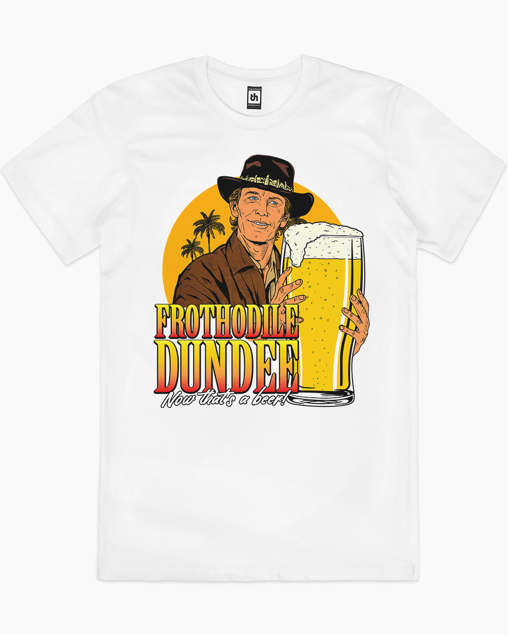 Frothodile Dundee T-Shirt Australia Online #colour_white