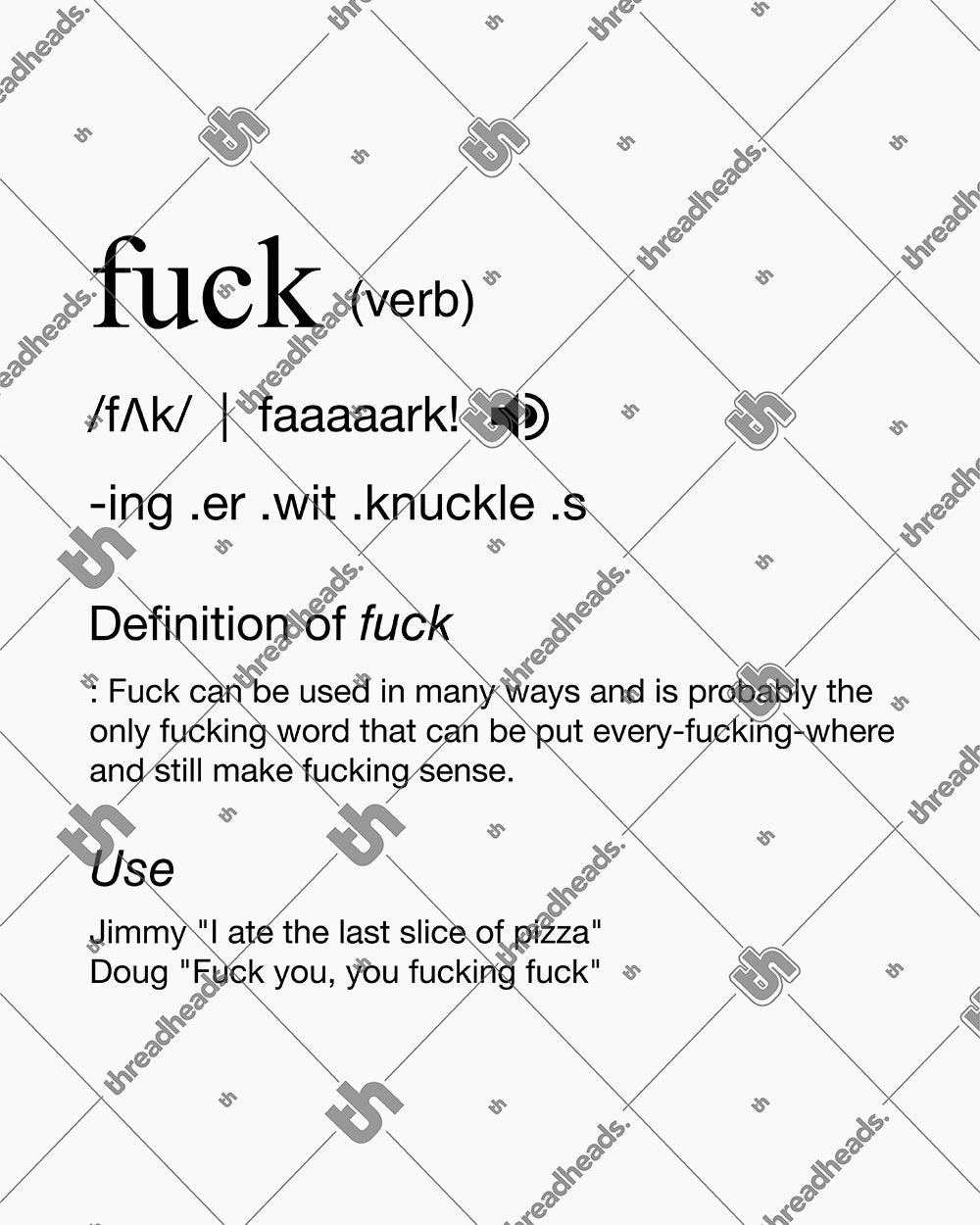 Fuck Dictionary Definition T-Shirt Australia Online #colour_white