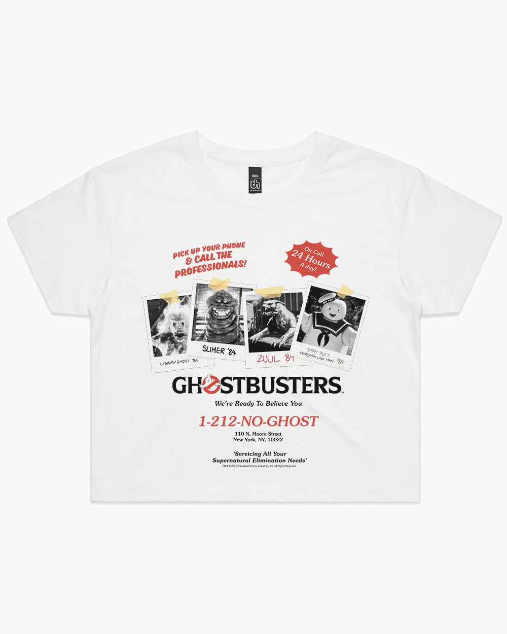 Ghostbusters Call The Professionals Crop Tee Australia Online #colour_white