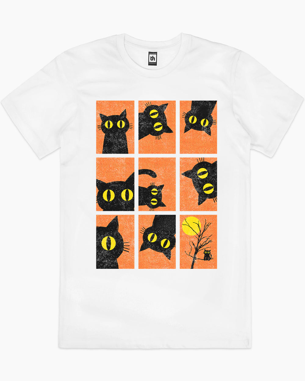 Halloween Black Cat T-Shirt Australia Online #colour_white
