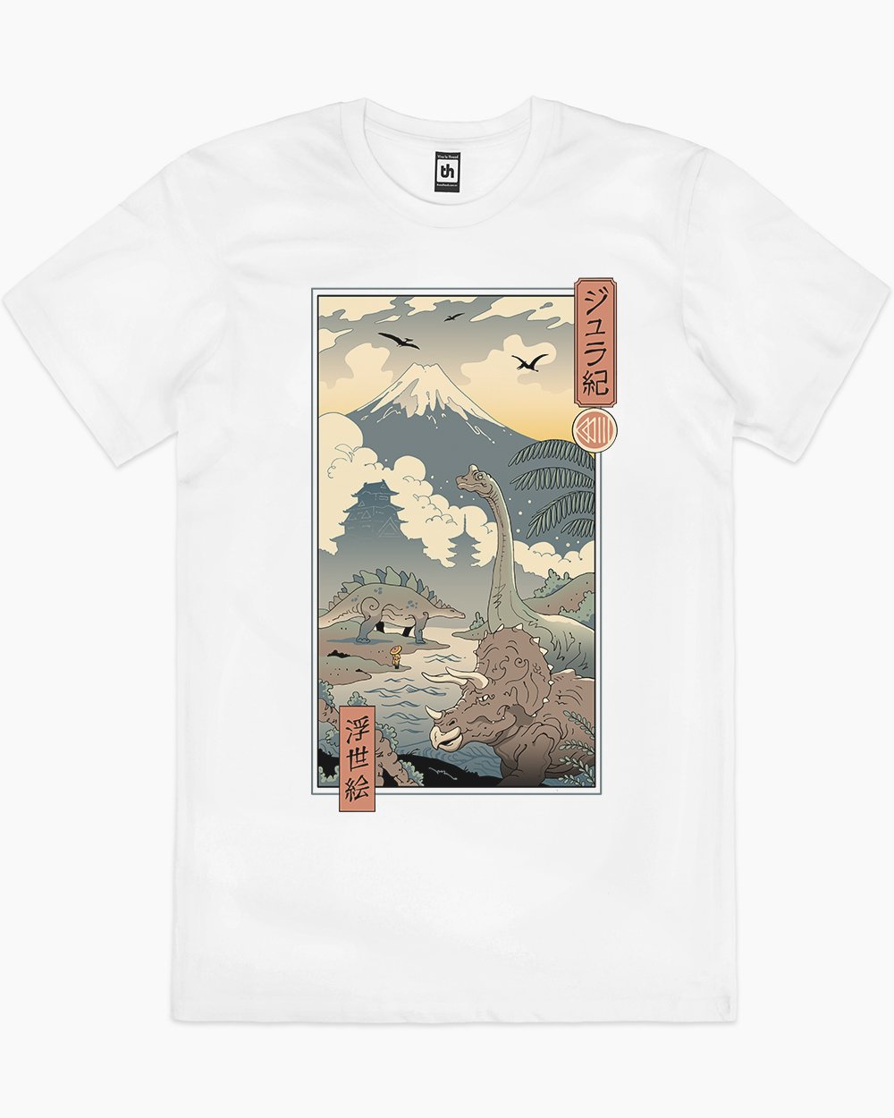 Jurassic Ukiyo-e 1 T-Shirt Australia Online #colour_white