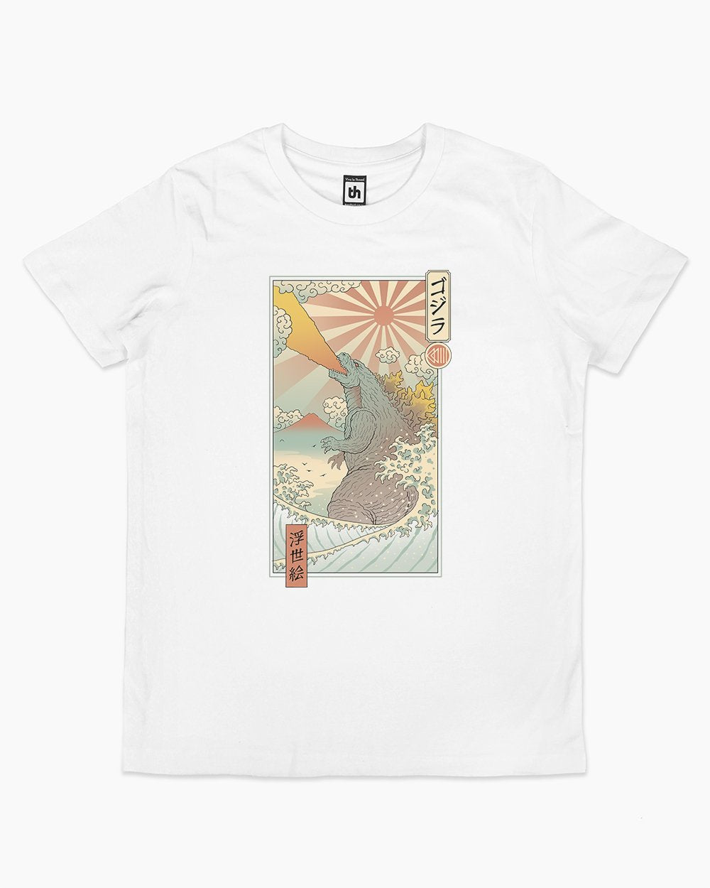 King Kaiju Ukiyo-e Kids T-Shirt Australia Online #colour_white