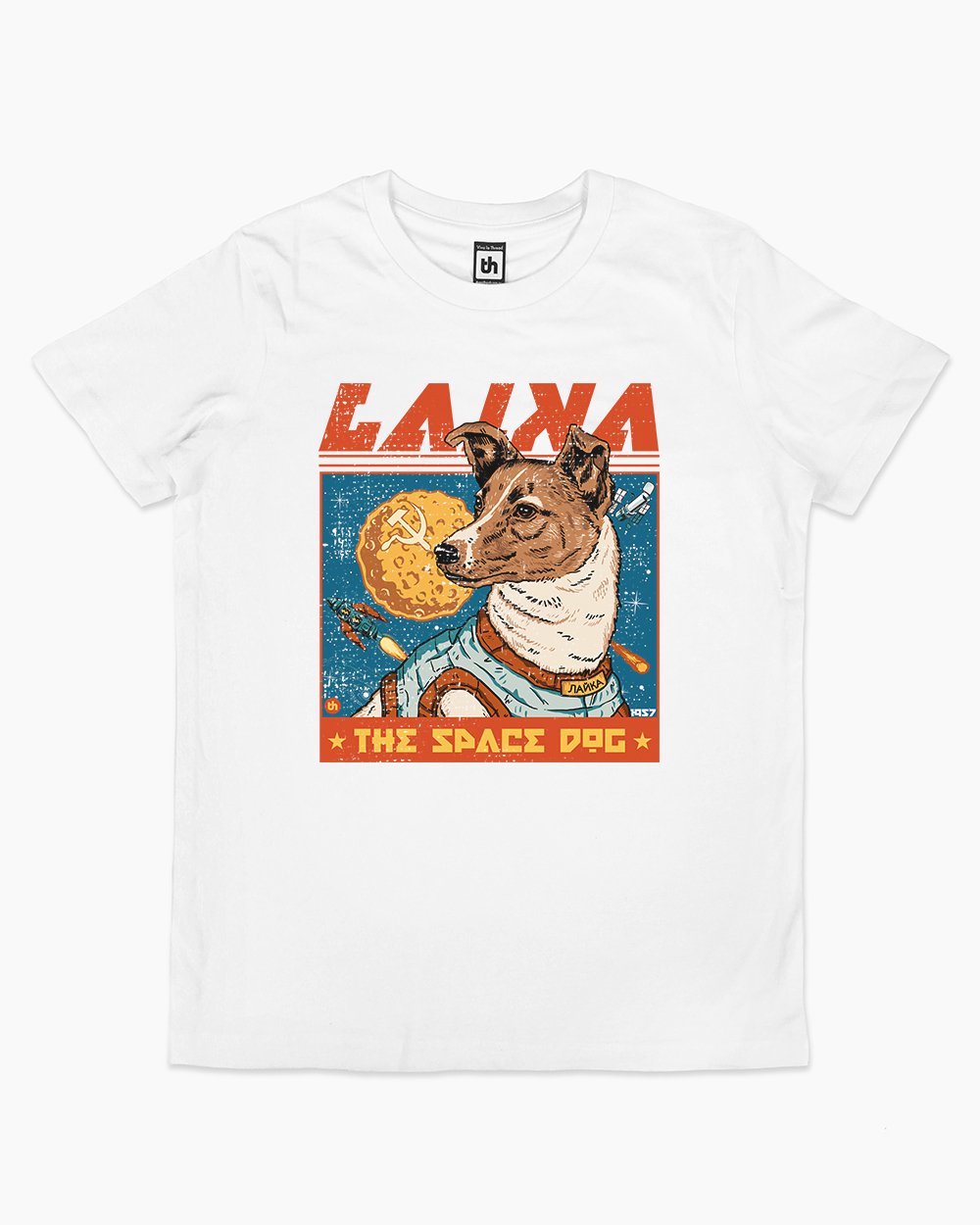 Laika the Space Dog Kids T-Shirt Australia Online #colour_white