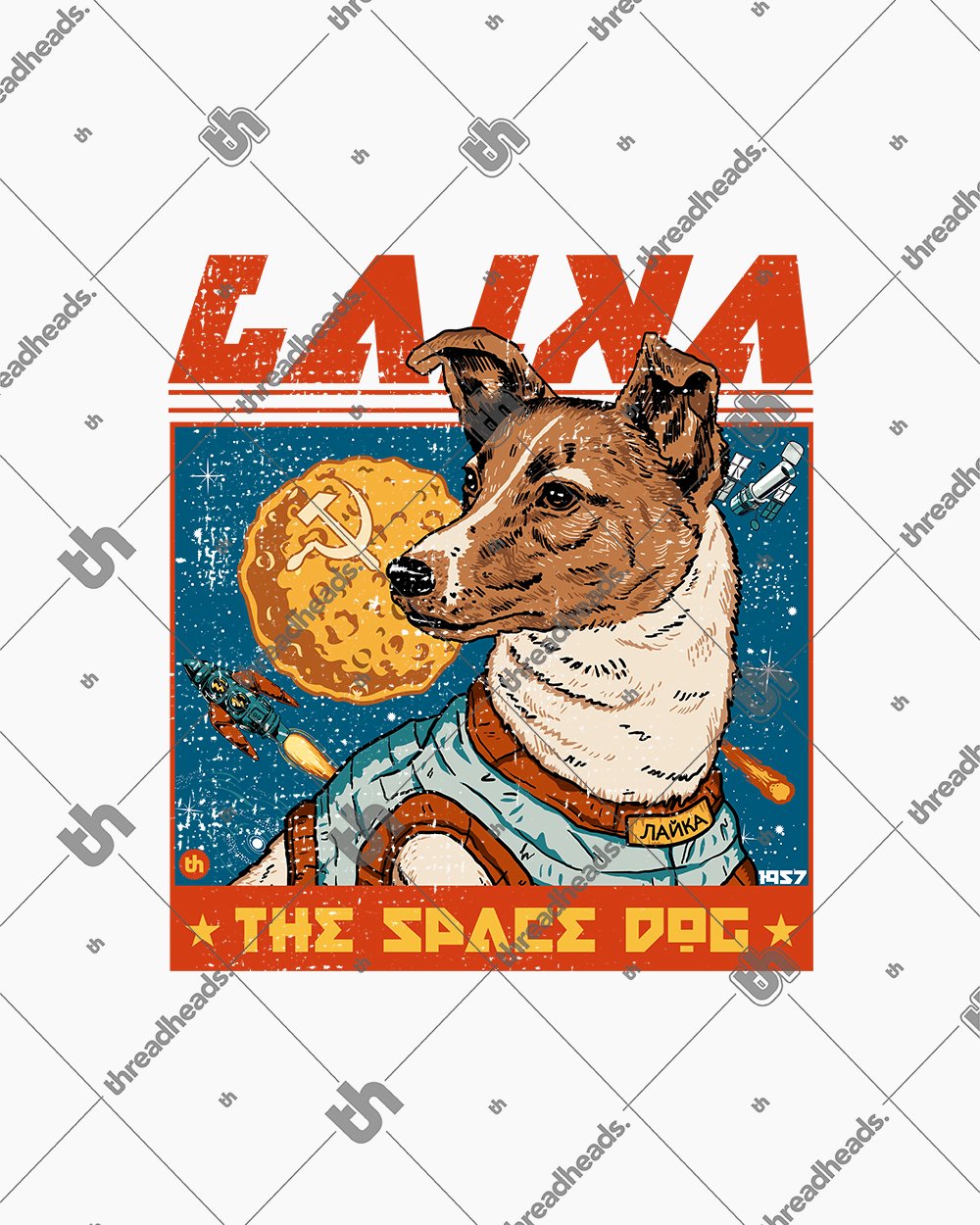 Laika the Space Dog T-Shirt Australia Online #colour_white