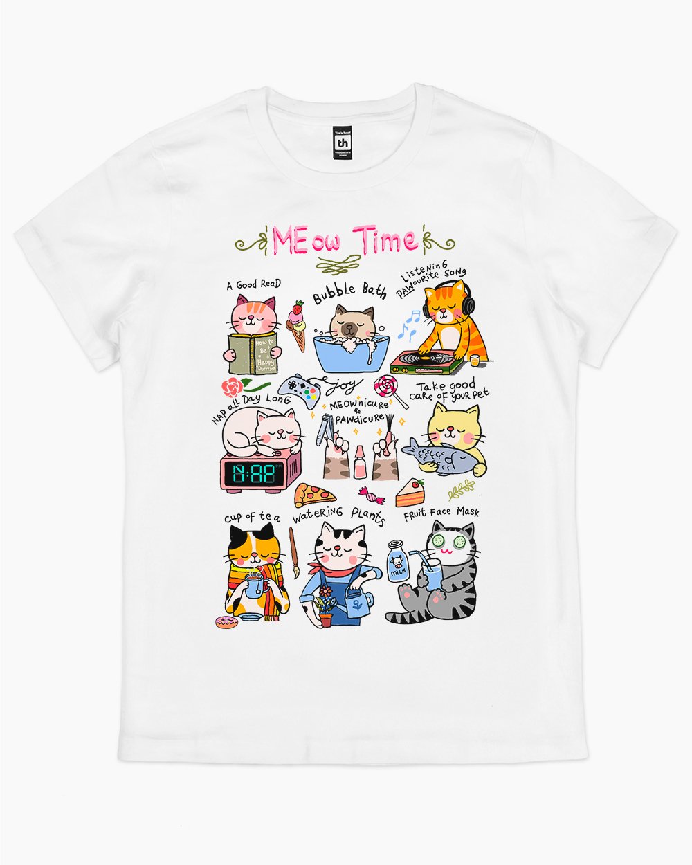 Meow Time T-Shirt Australia Online #colour_white