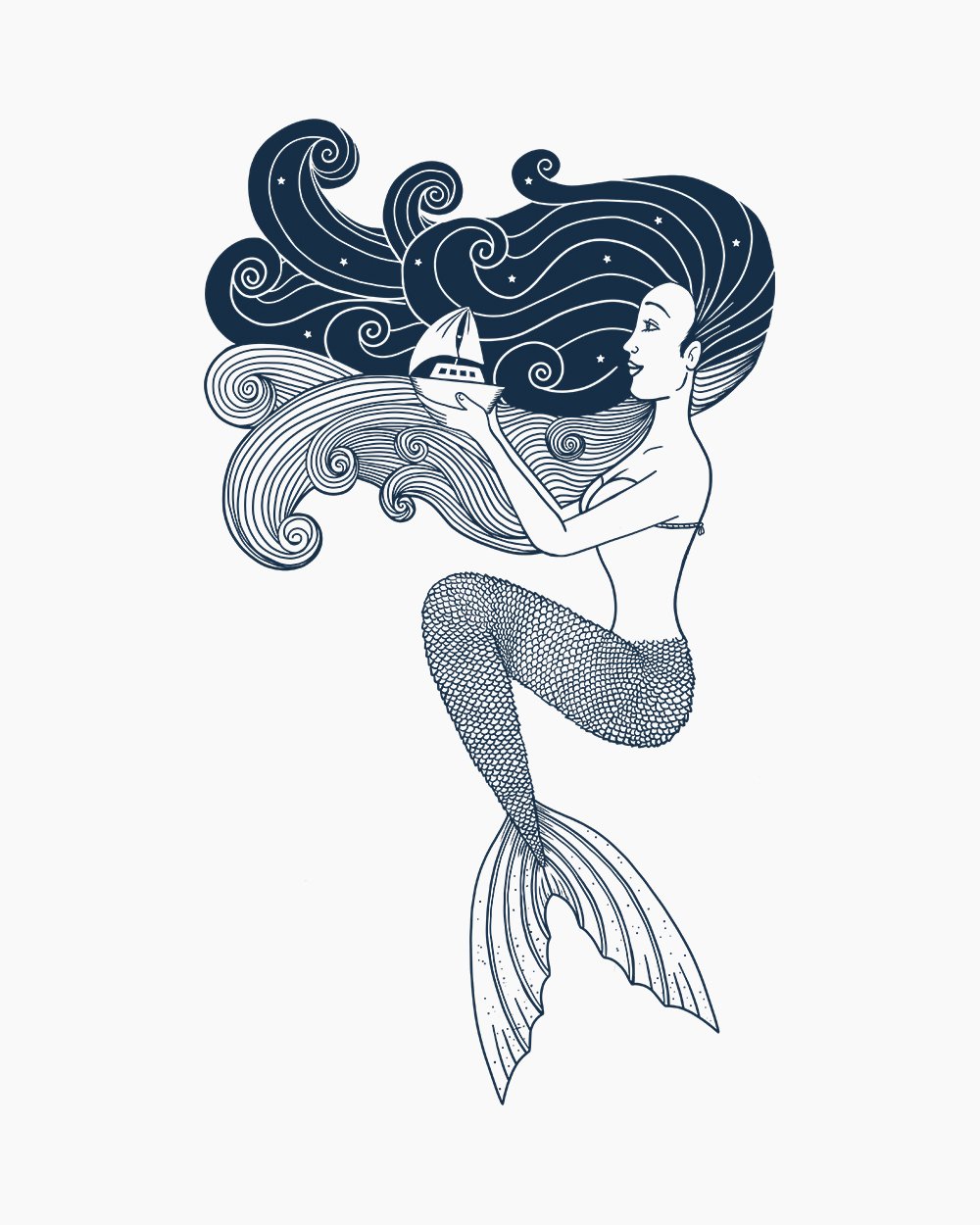 Mermaid Night T-Shirt Australia Online #colour_white