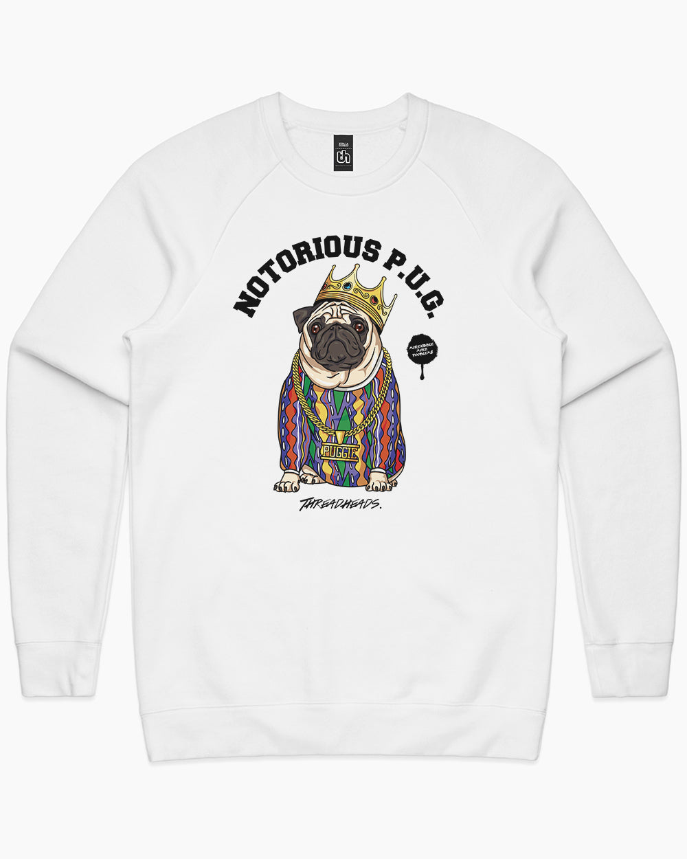 Notorious PUG Sweater Australia Online #colour_white